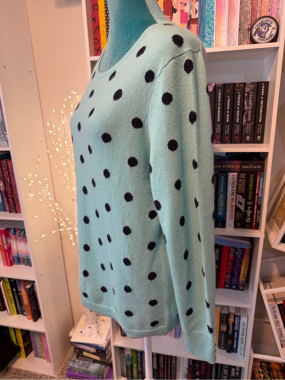 Talbots Tiffany Blue Cashmere Women’s Polka Dot Lightweight Sweater - Picture 8 of 15